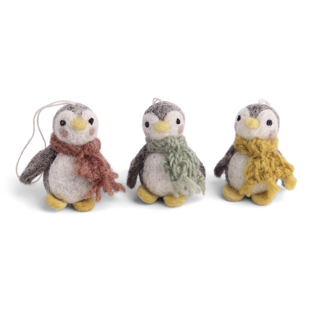 Anhaenger Baby Pinguin mit Schal – 3er Set